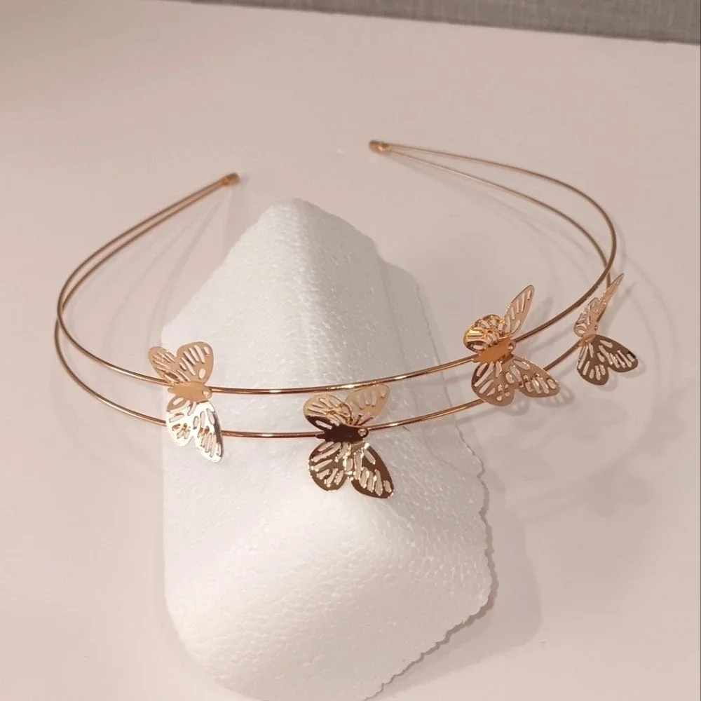 Gold Butterfly Headband Metal Dainty‎ Beach Fairycore Boho Cottagecore Summer